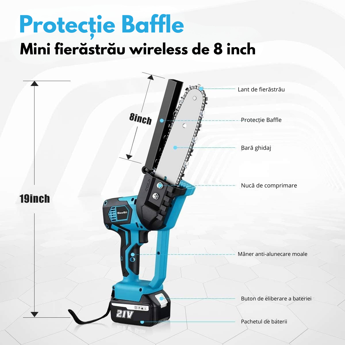 Mini Motosapă Electrică Reîncărcabilă, Două Baterii + Cadouri