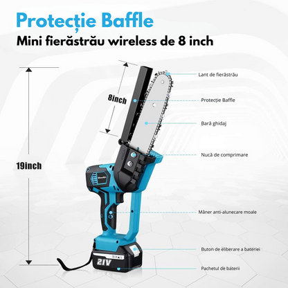 Mini Motosapă Electrică Reîncărcabilă, Două Baterii + Cadouri